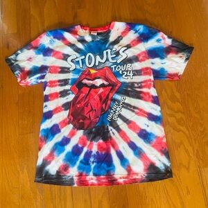 Rolling Stones Hackney Diamonds 2024 Tour Band Tshirt Tie-Dye Large